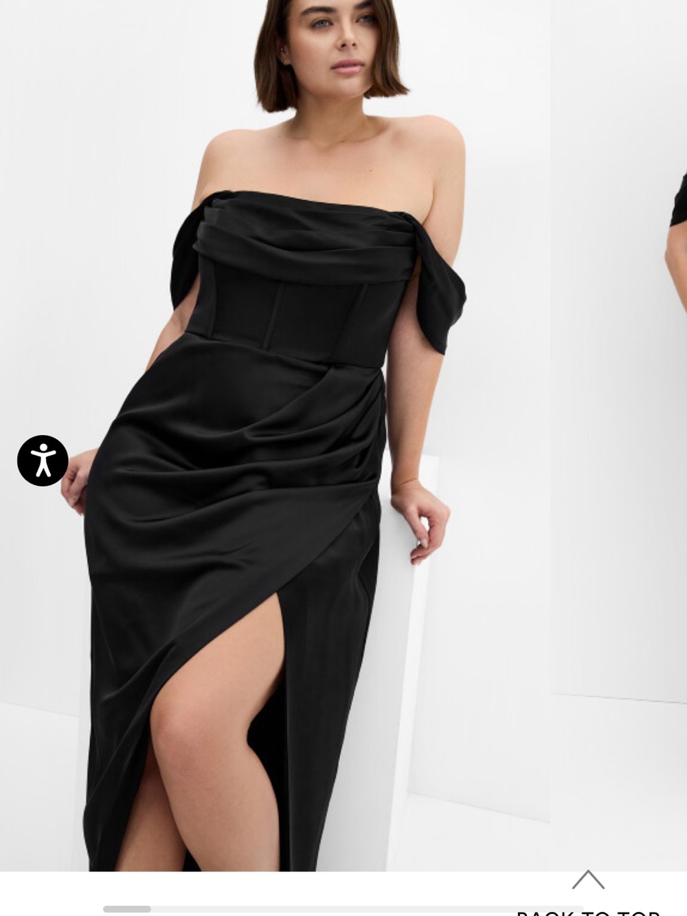 City Chic Black Off-Shoulder Maxi Dress with Side Slit